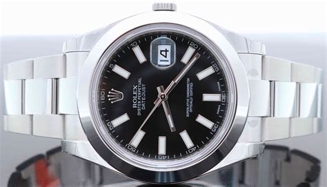 rolex stainless steel black face|Rolex date just black.